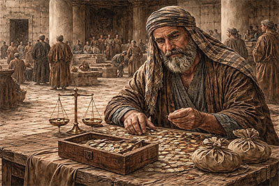Money changer on the Temple Mount.
